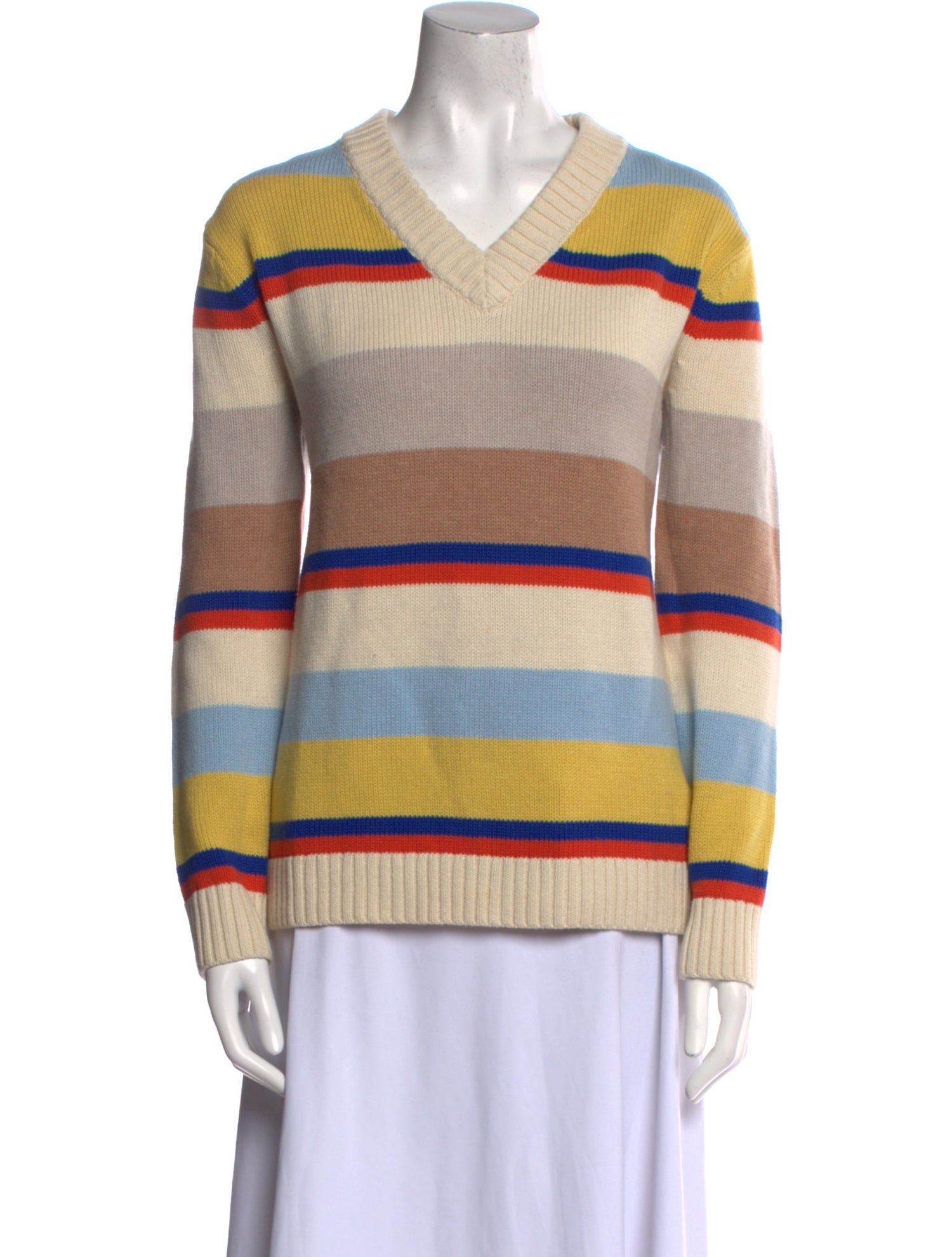 Kule Striped V-Neck Sweater