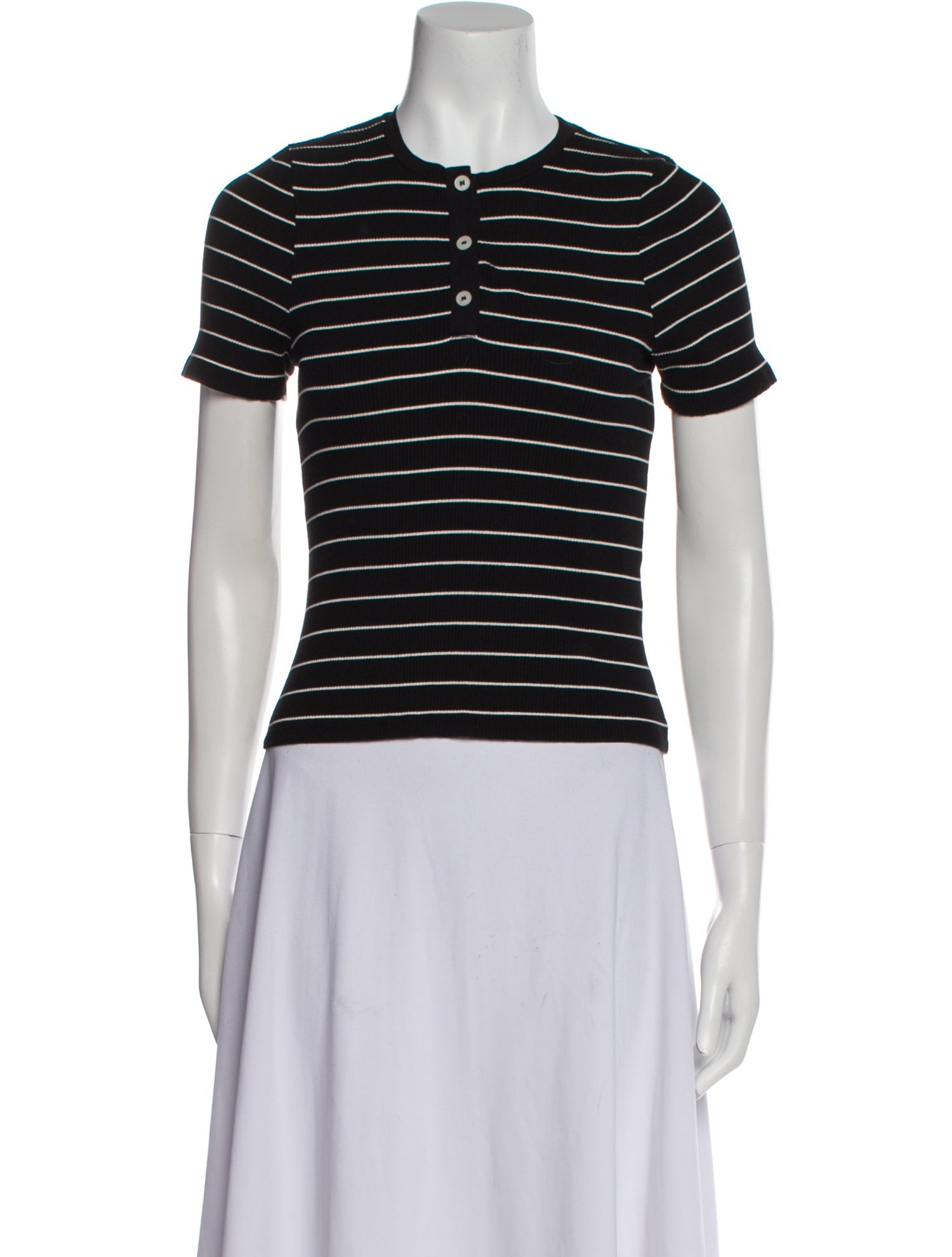 Kule Striped Crew Neck Polo