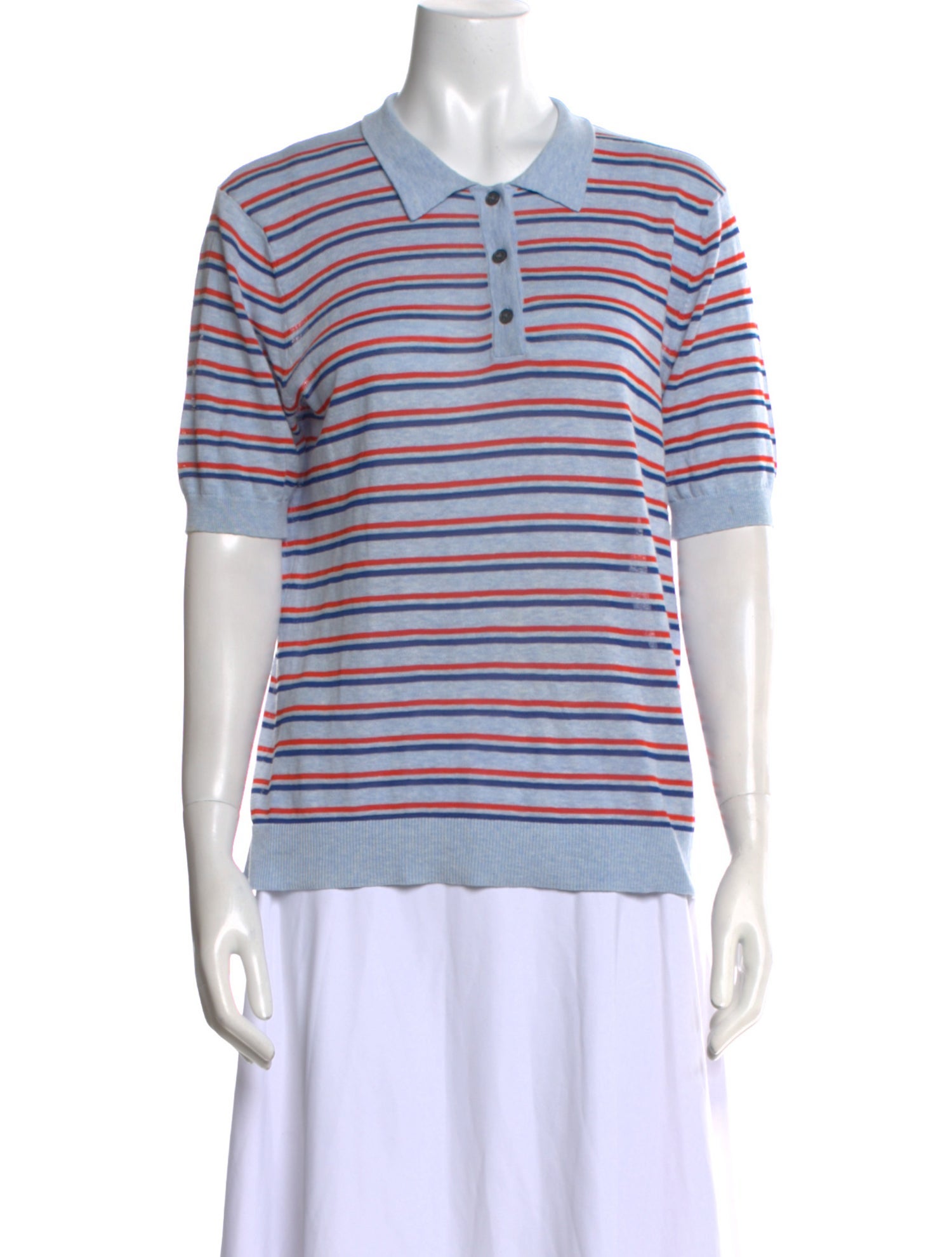 Kule Striped Crew Neck Polo