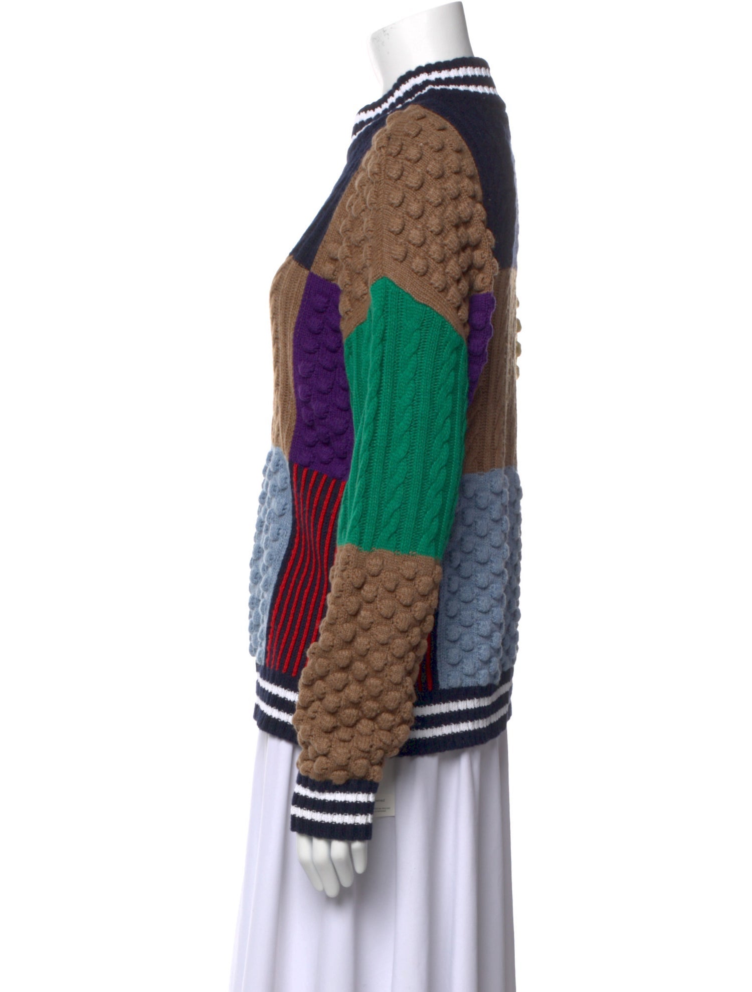 Kule Colorblock Pattern Mock Neck Sweater