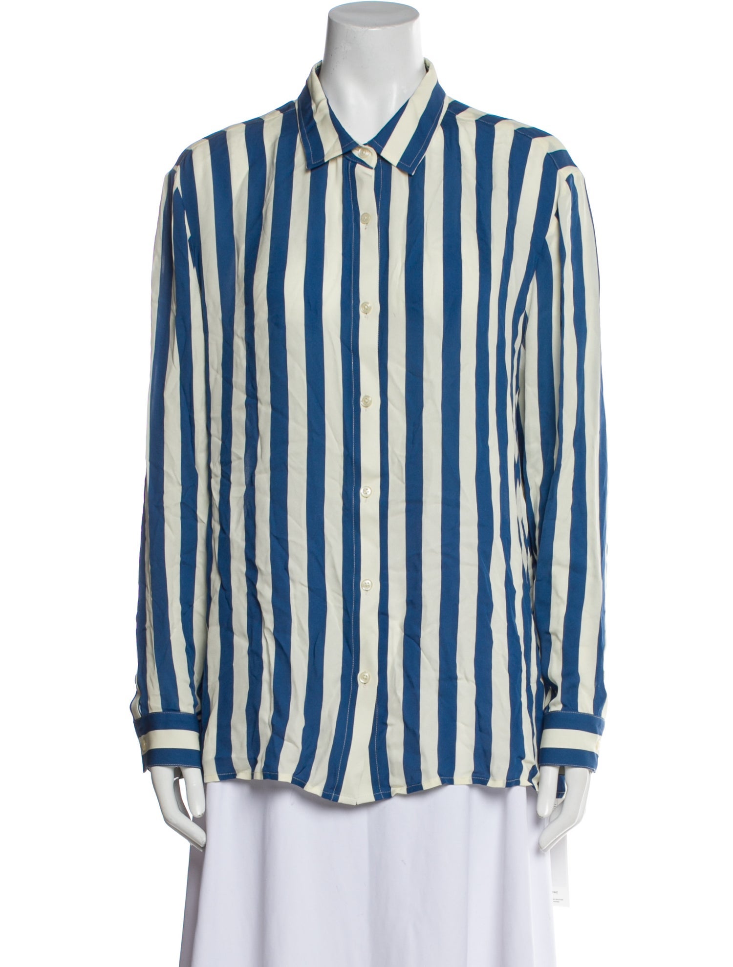 Kule Silk Striped Button-Up Top