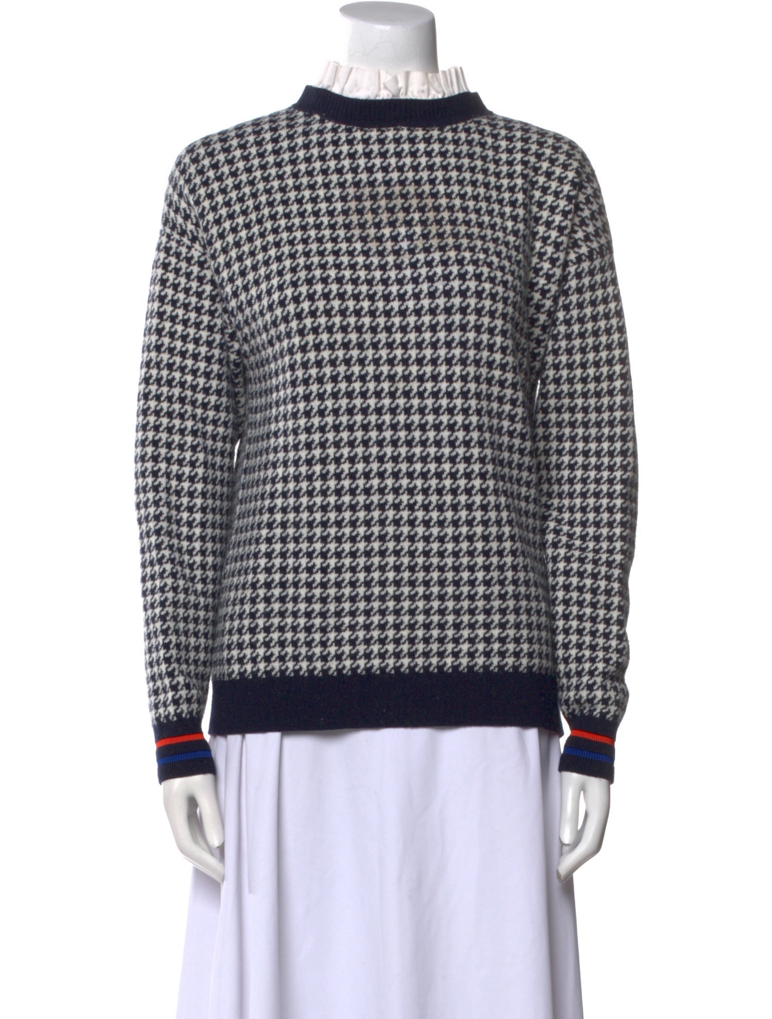 Kule Houndstooth Print Mock Neck Sweater