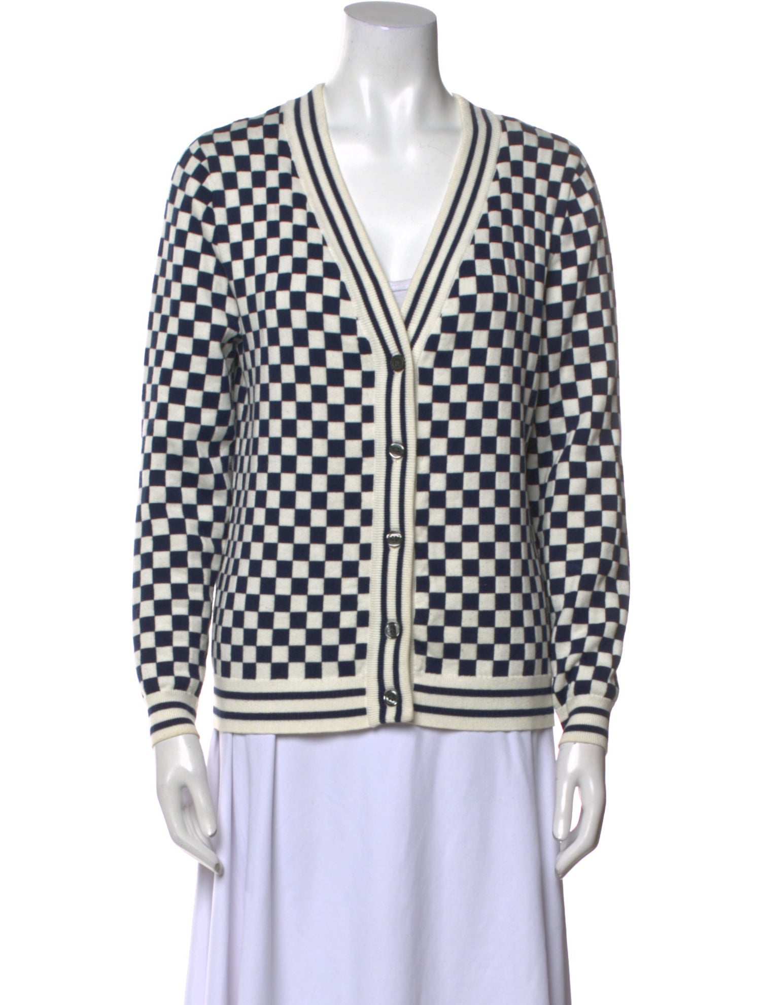 Kule Plaid Print V-Neck Sweater