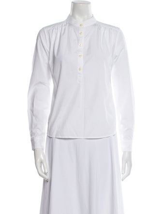 Kule Mock Neck Long Sleeve Button-Up Top