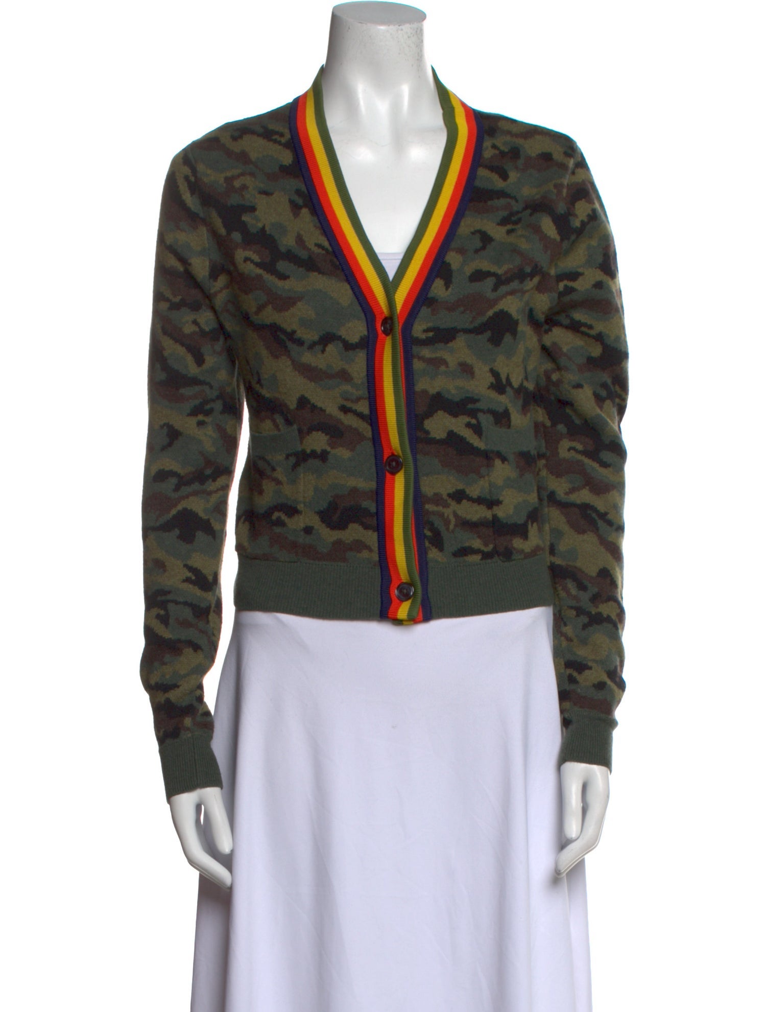 Kule Camouflage Print V-Neck Sweater