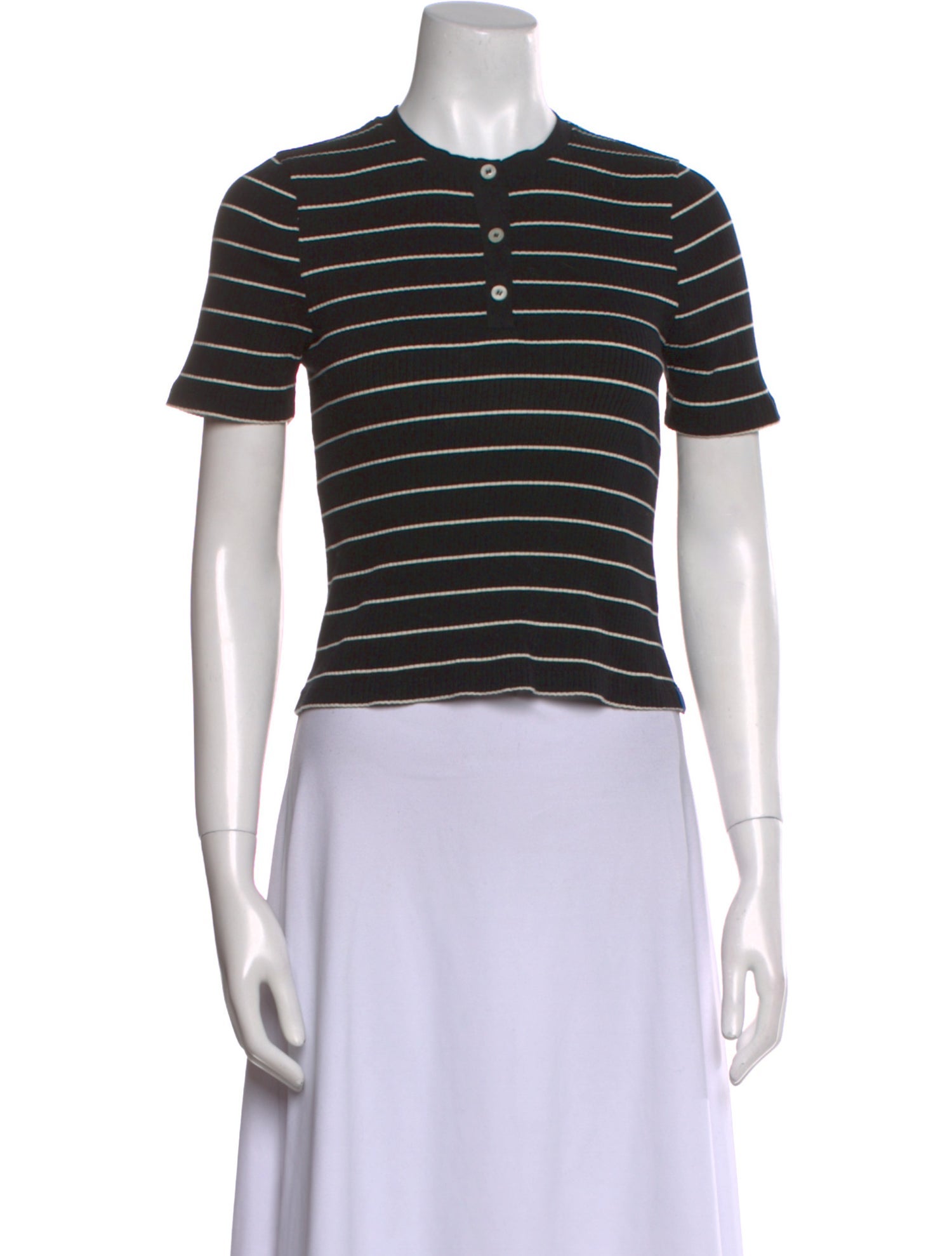 Kule Striped Crew Neck Crop Top