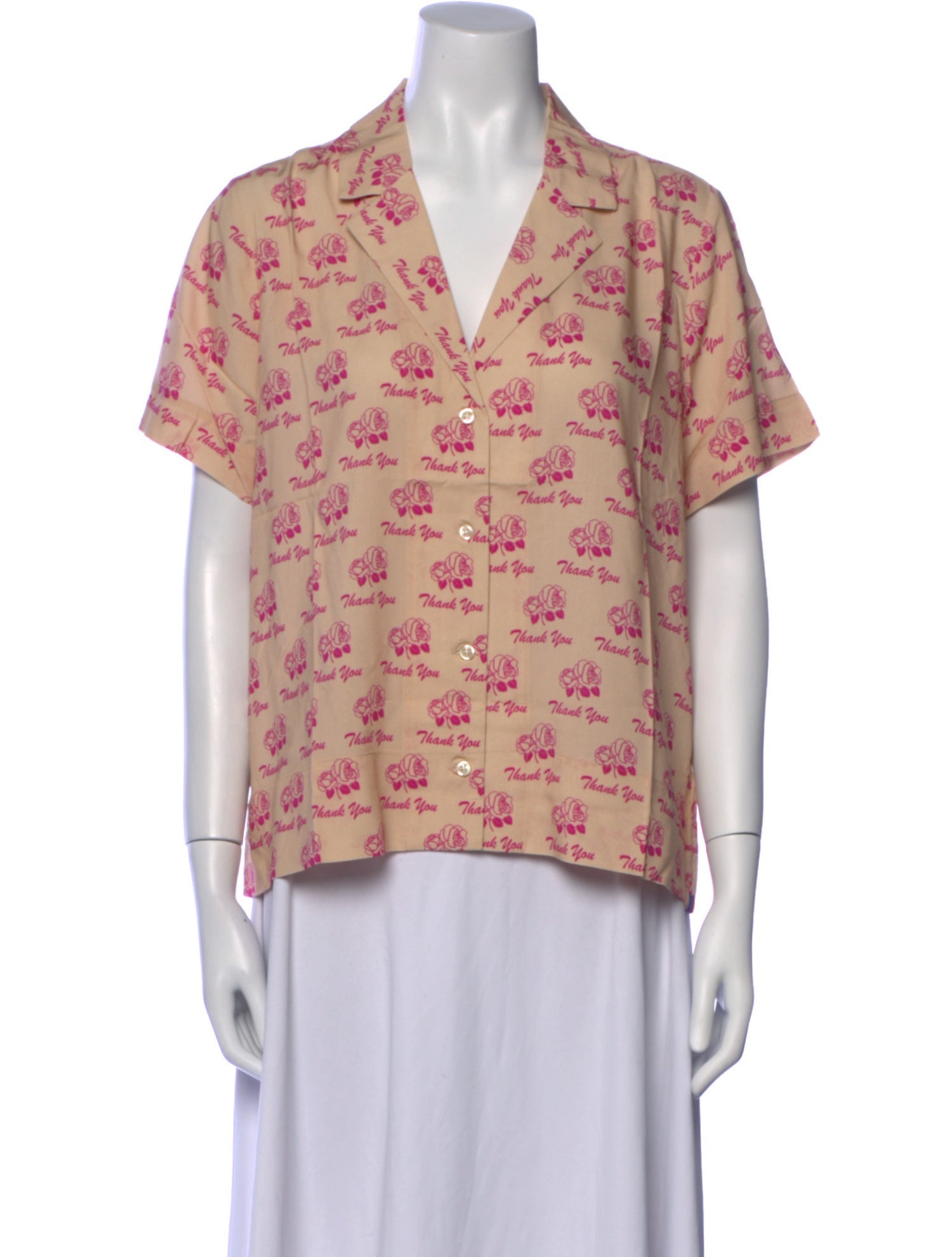 Kule Printed V-Neck Button-Up Top w/ Tags