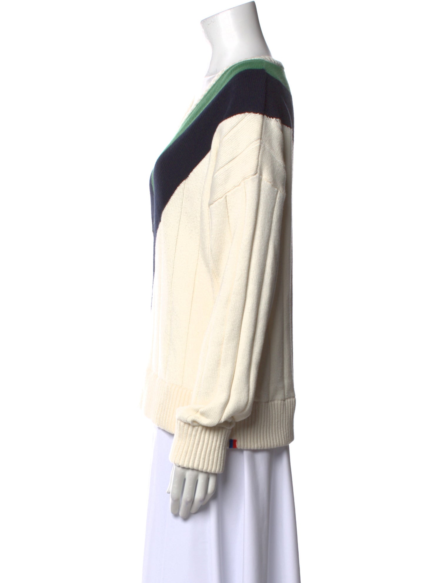 Kule Colorblock Pattern V-Neck Sweater