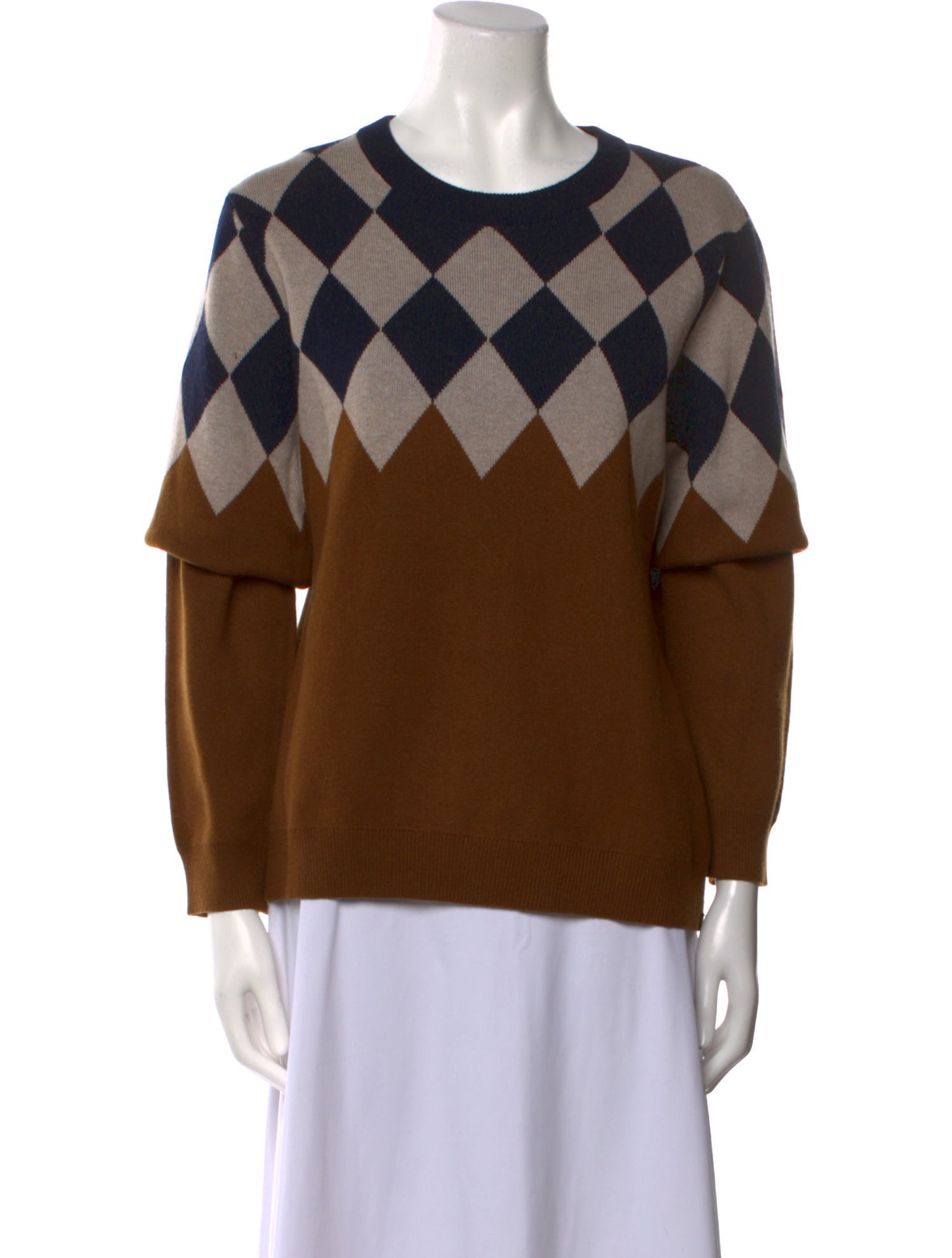 Kule Plaid Print Crew Neck Sweater