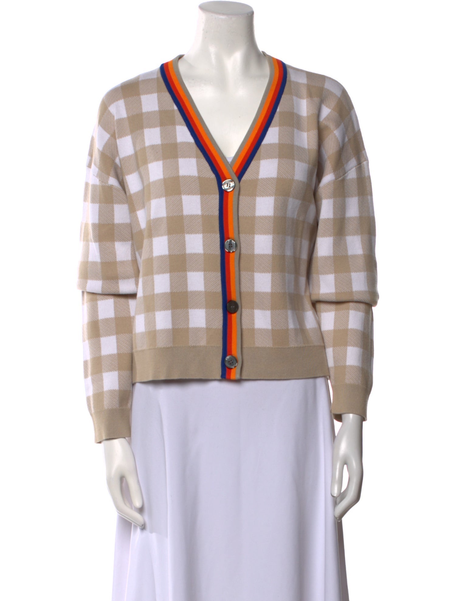 Kule Plaid Print V-Neck Sweater