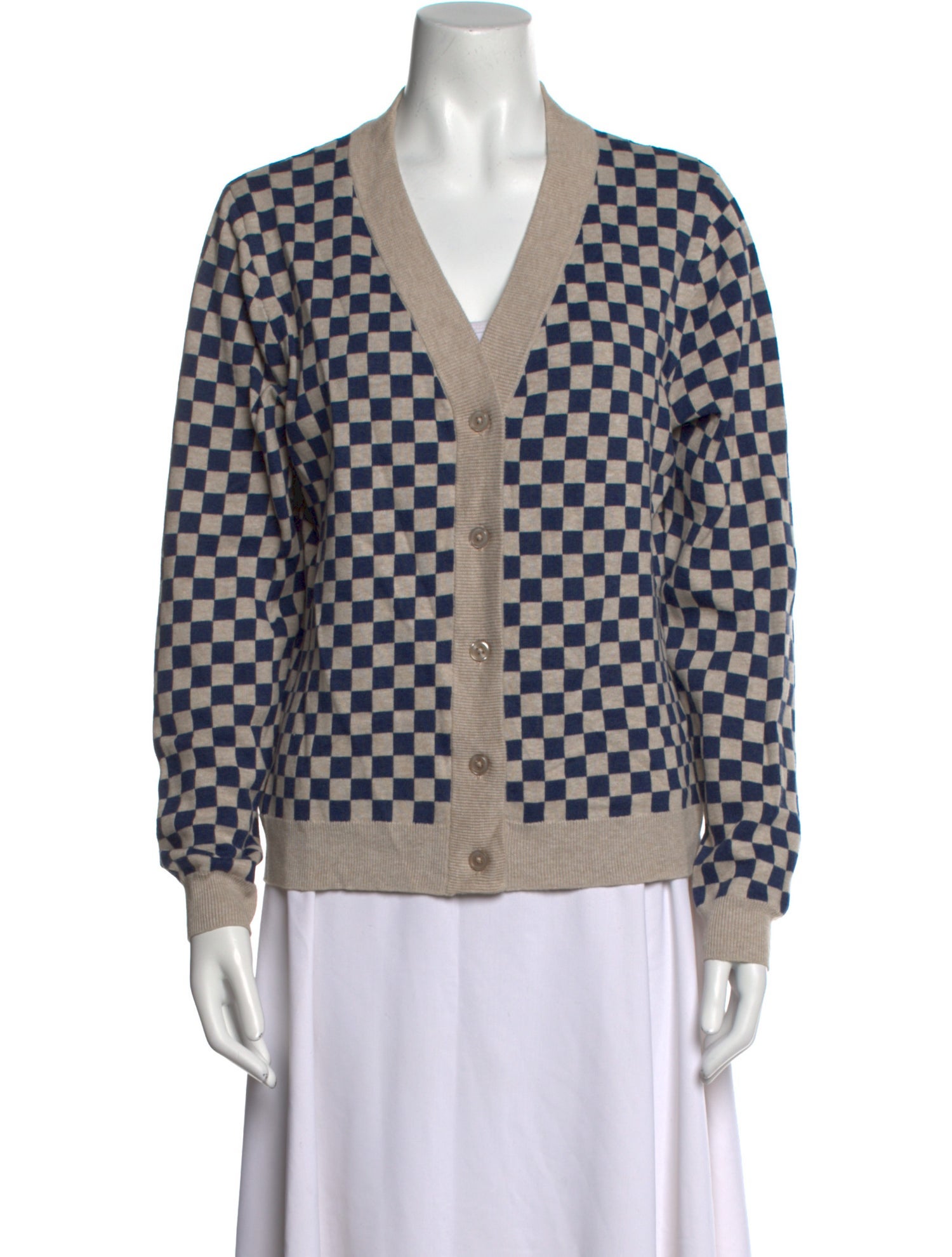 Kule Plaid Print V-Neck Sweater