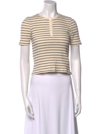 Kule Striped Crew Neck Crop Top