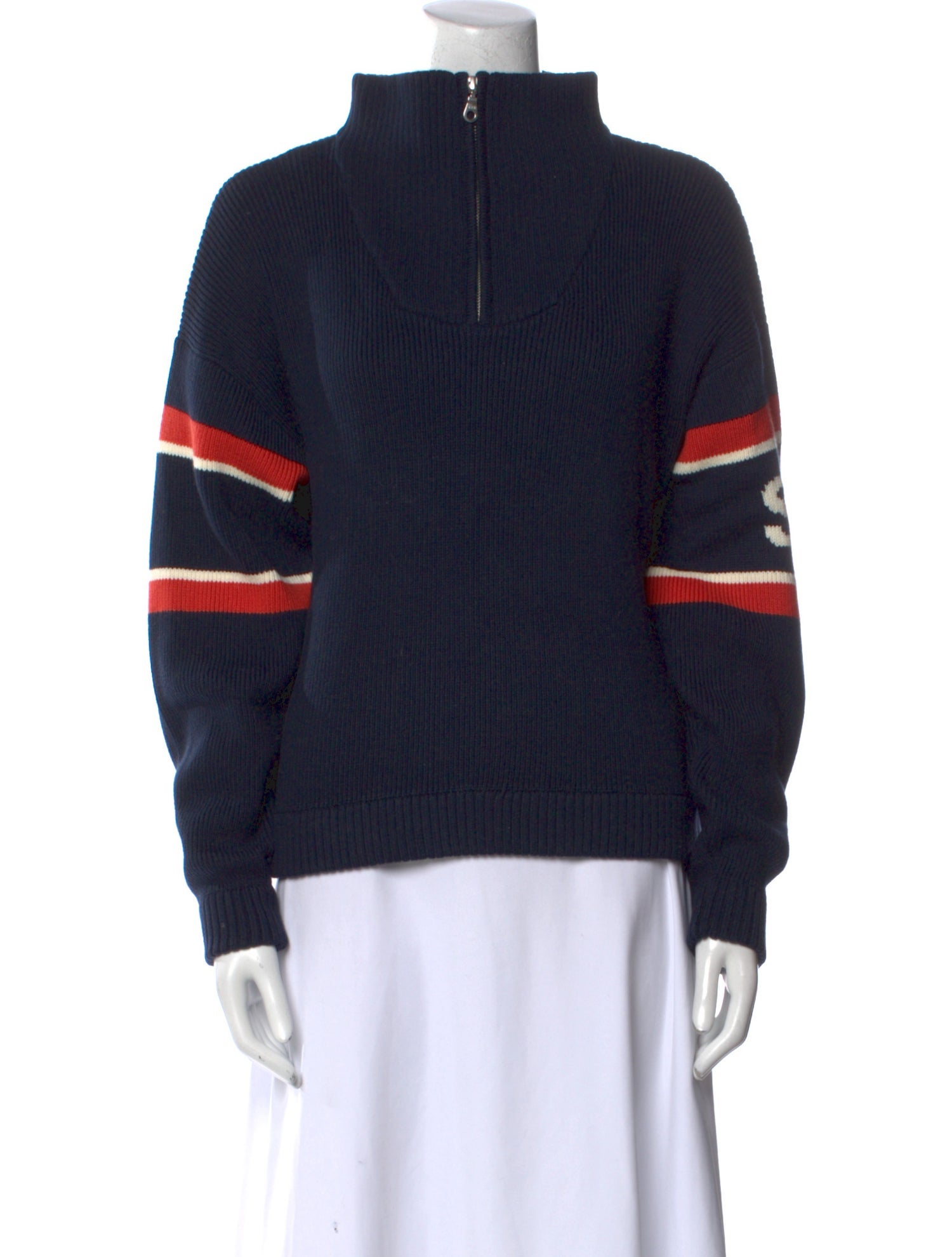 Kule Colorblock Pattern Mock Neck Sweater