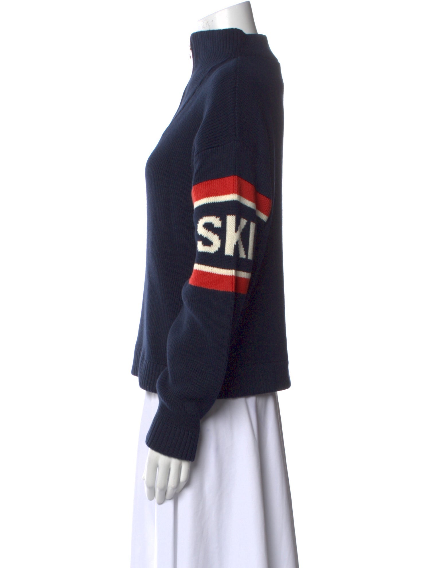 Kule Colorblock Pattern Mock Neck Sweater