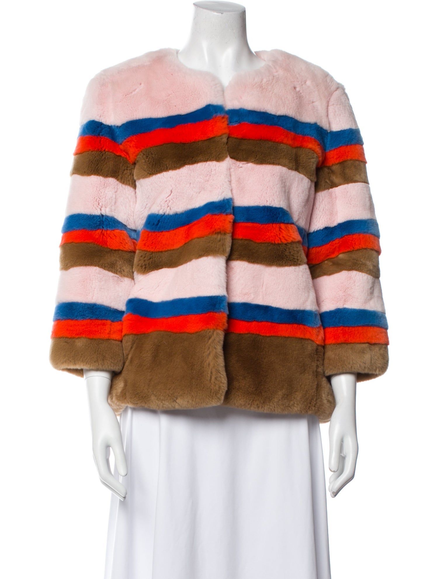 Kule Faux Fur Striped Fur Jacket