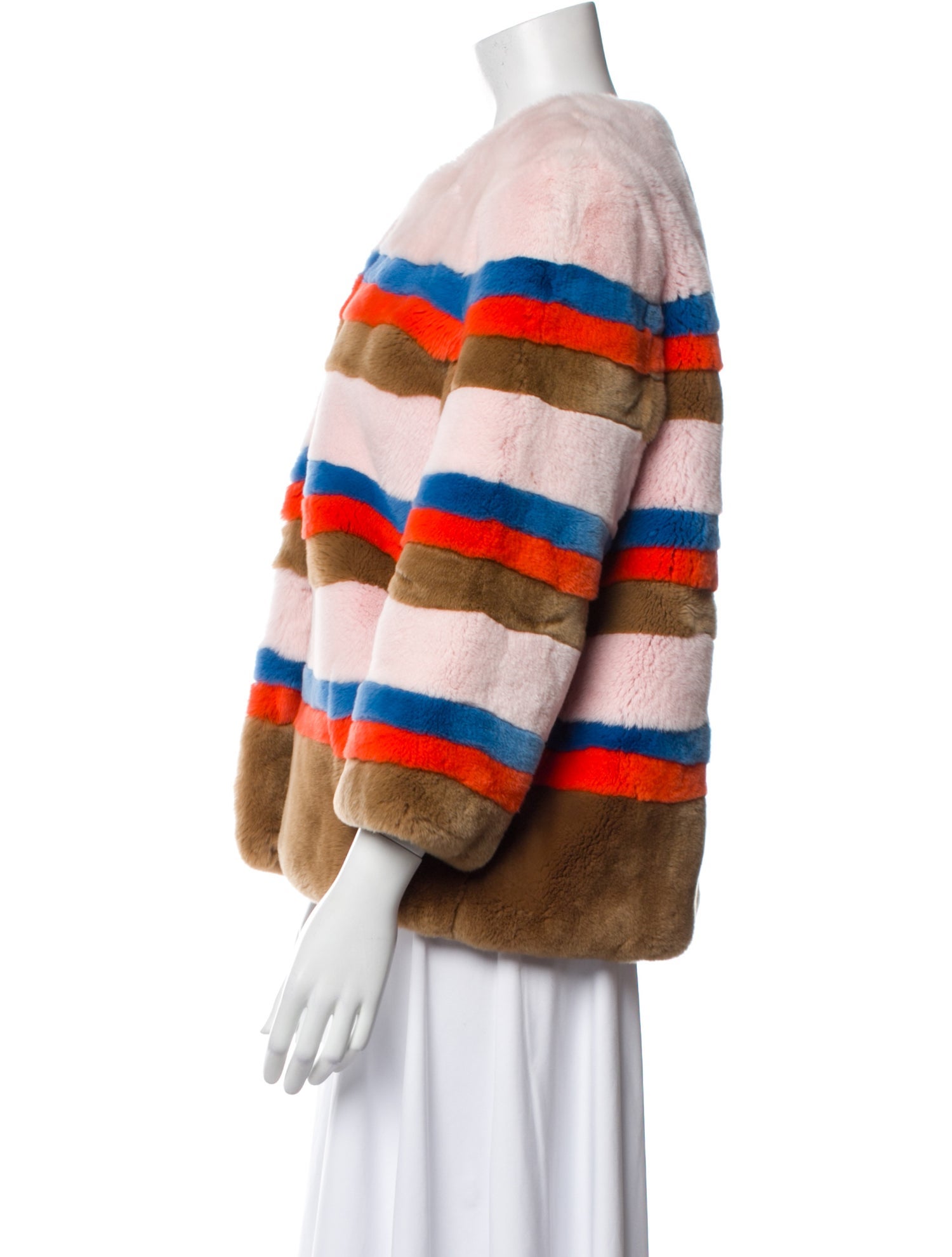 Kule Faux Fur Striped Fur Jacket