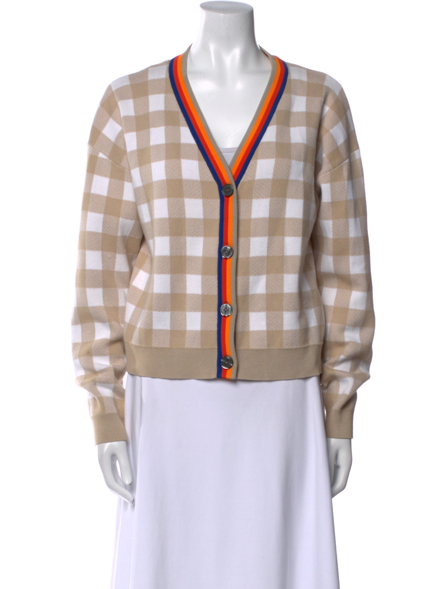 Kule Plaid Print V-Neck Sweater