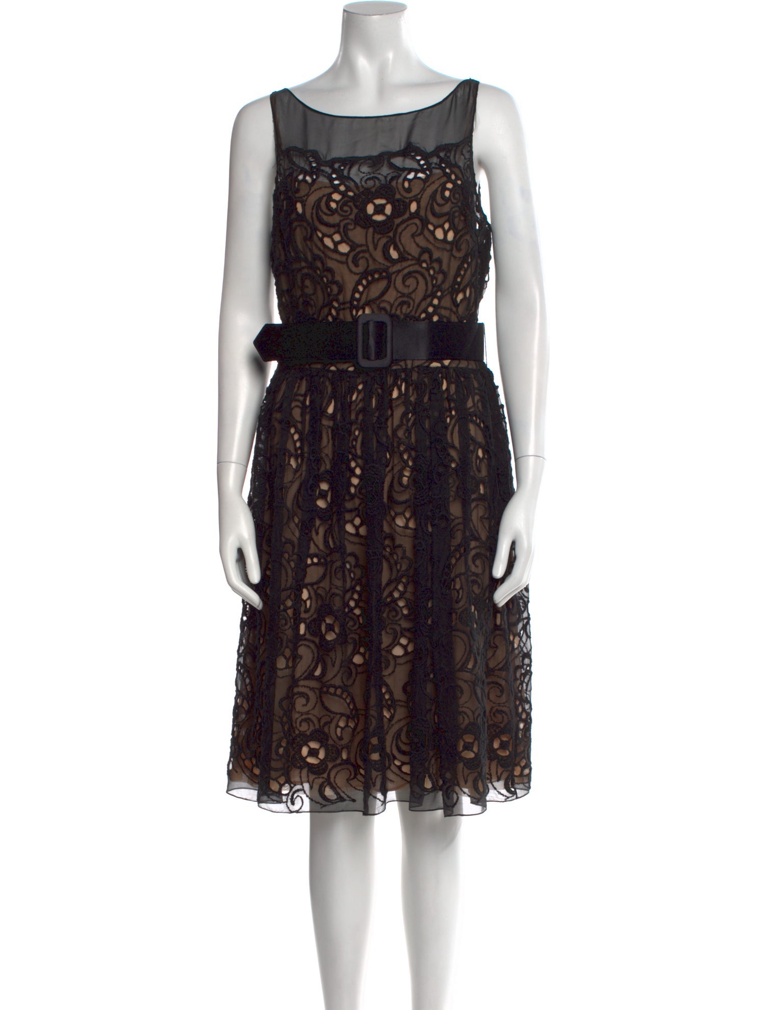Kevan Hall Lace Pattern Knee-Length Dress