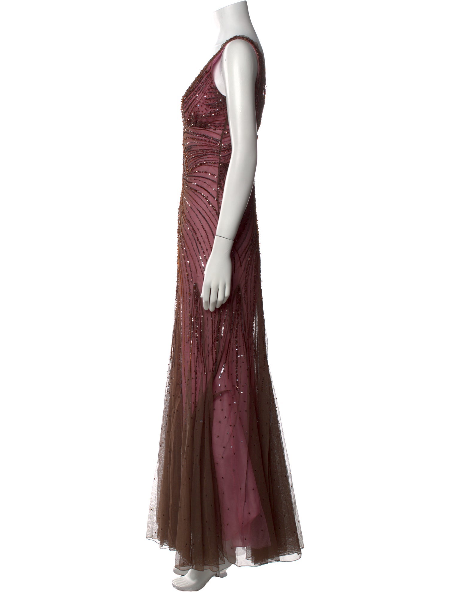 Kevan Hall V-Neck Long Dress
