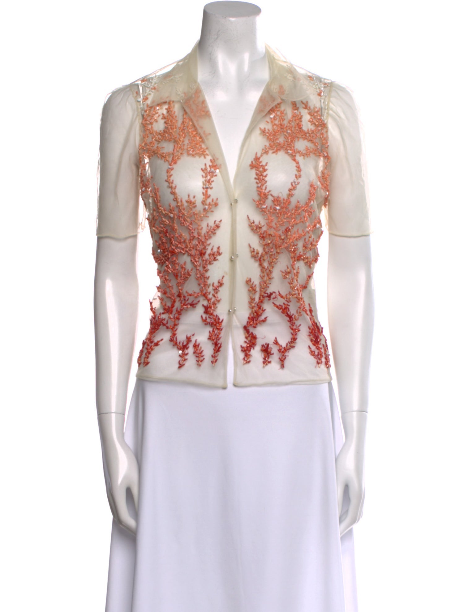 Kevan Hall Silk Floral Print Crop Top