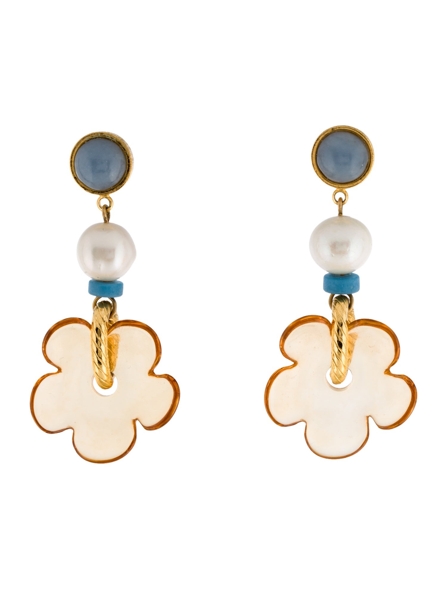 Lizzie Fortunato Pearl & Resin Mistflower Drop Earrings