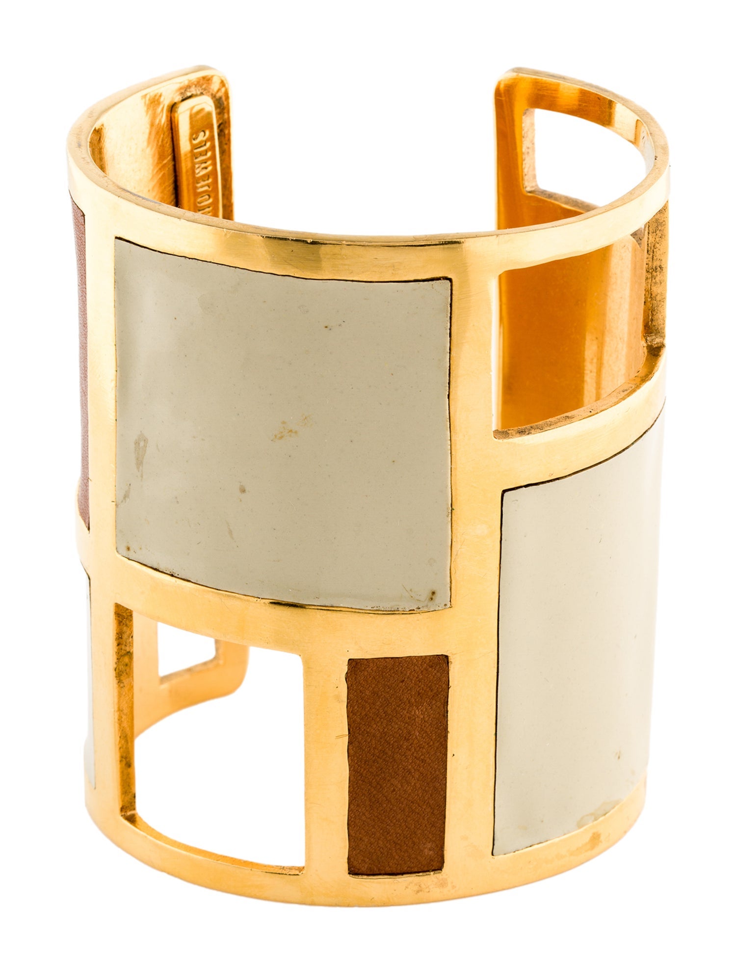 Lizzie Fortunato Leather & Enamel Geometric Cuff Bracelet