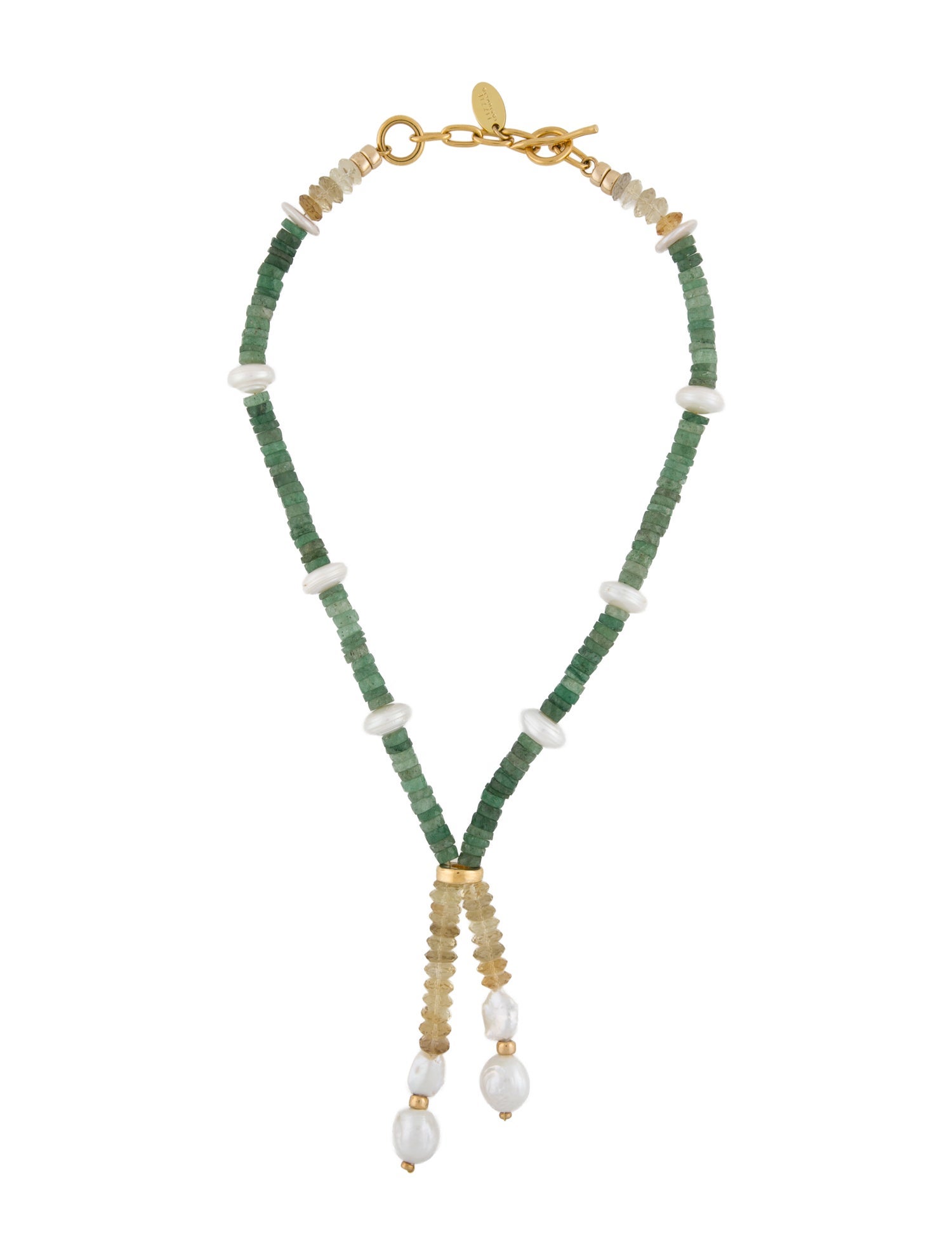 Lizzie Fortunato Pearl & Stone Bead Lavalier Necklace