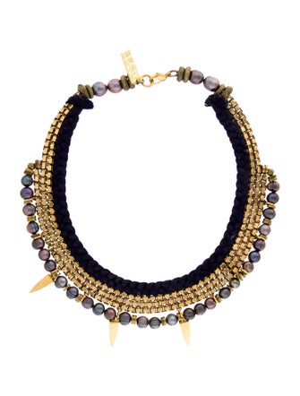 Lizzie Fortunato Dyed Pearl & Cord Collar Necklace