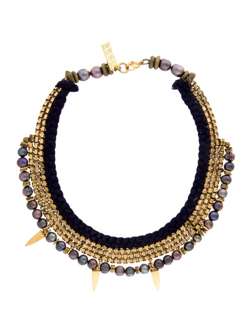 Lizzie Fortunato Dyed Pearl & Cord Collar Necklace