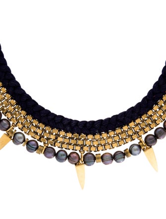 Lizzie Fortunato Dyed Pearl & Cord Collar Necklace