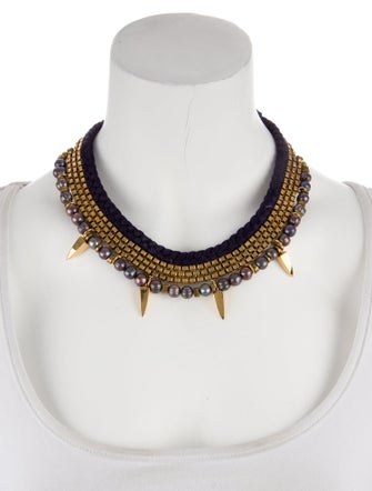 Lizzie Fortunato Dyed Pearl & Cord Collar Necklace