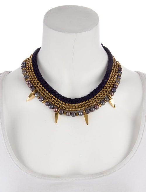 Lizzie Fortunato Dyed Pearl & Cord Collar Necklace
