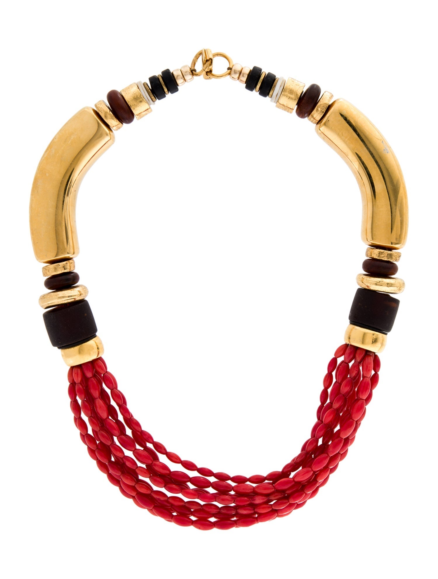 Lizzie Fortunato Wood, Horn & Beaded Collar Necklace