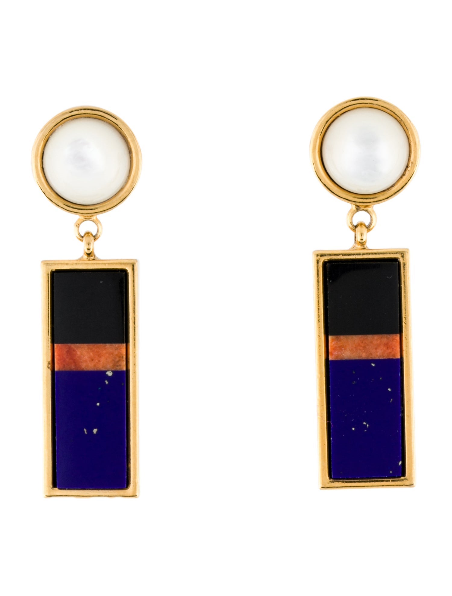 Lizzie Fortunato Coral Colorblock Regal Column Drop Earrings