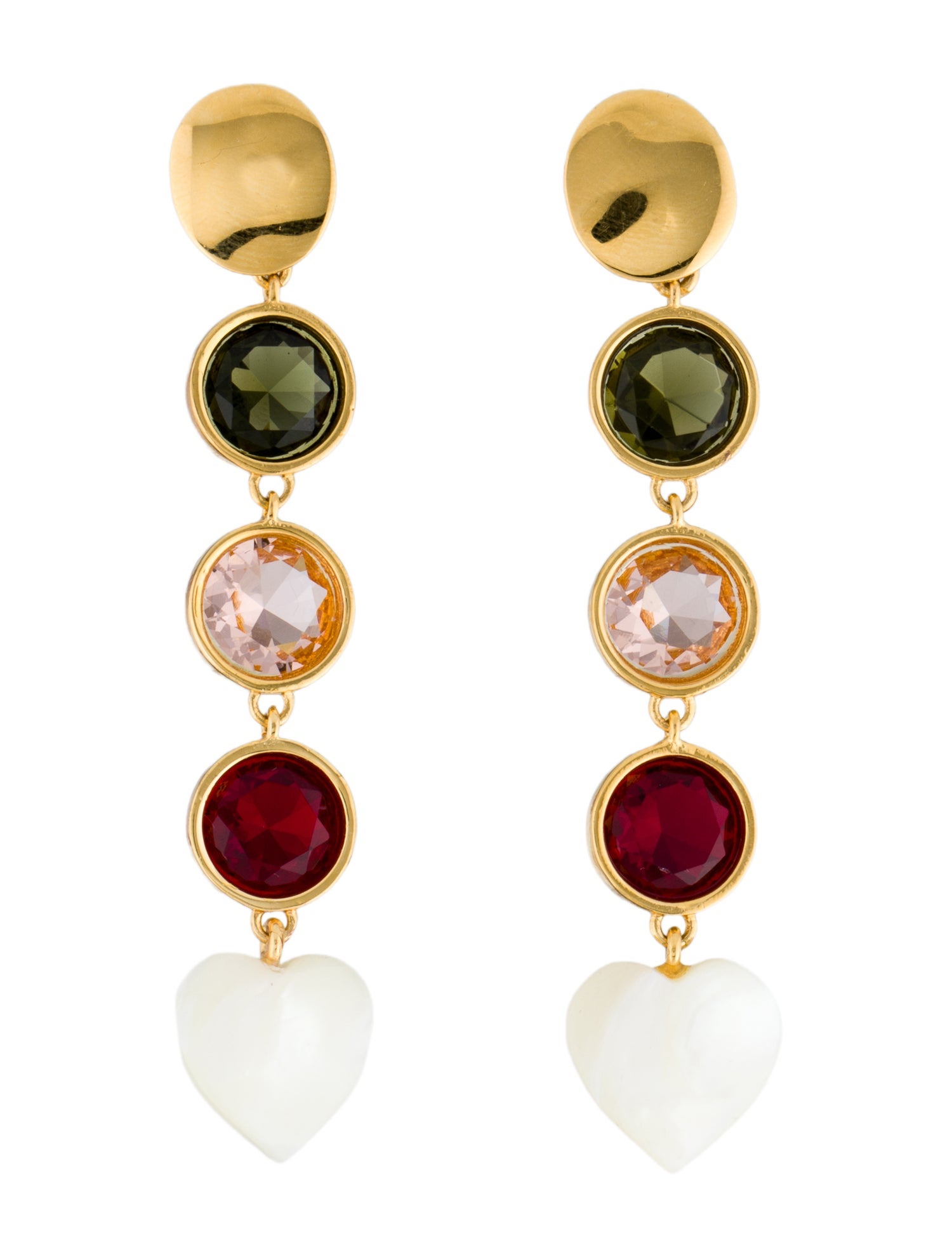 Lizzie Fortunato Mother of Pearl & Crystal Nonna Heart Earrings