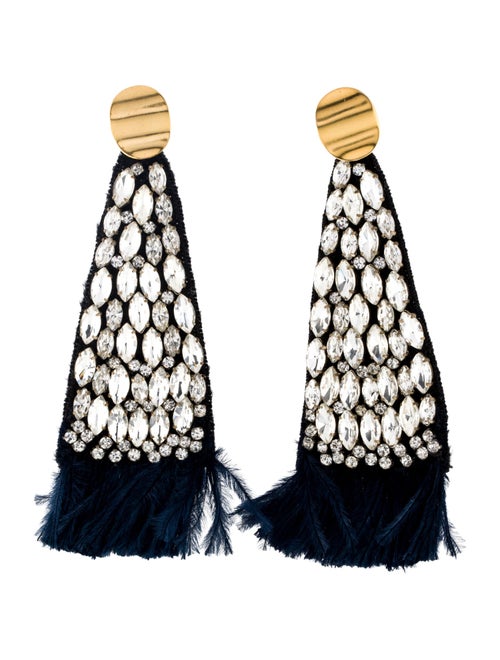 Lizzie Fortunato Crystal & Feather Fan Drop Earrings