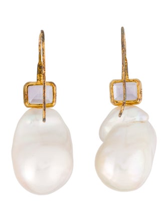 Lizzie Fortunato Faux Pearl and Crystal Drop Earrings