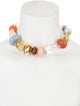 Lizzie Fortunato Pearl, Leather, Wood & Resin Monument Bead Strand Necklace