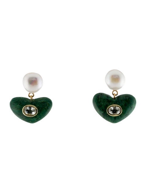 Lizzie Fortunato Pearl Enamored Heart Drop Earrings