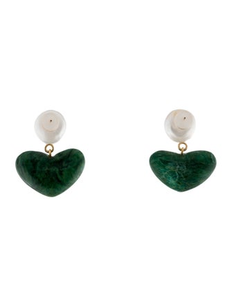 Lizzie Fortunato Pearl Enamored Heart Drop Earrings