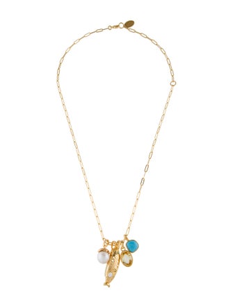 Lizzie Fortunato Pearl Sardina Charm Necklace