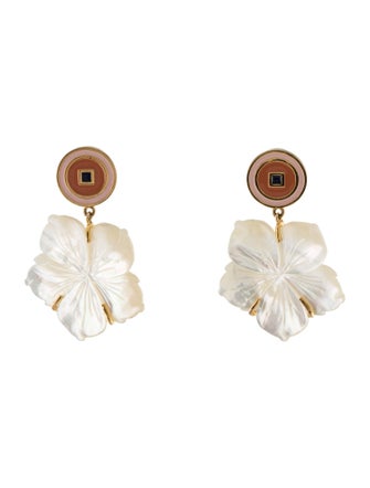 Lizzie Fortunato Mother Of Pearl & Enamel Monte Carlo Drop Earrings