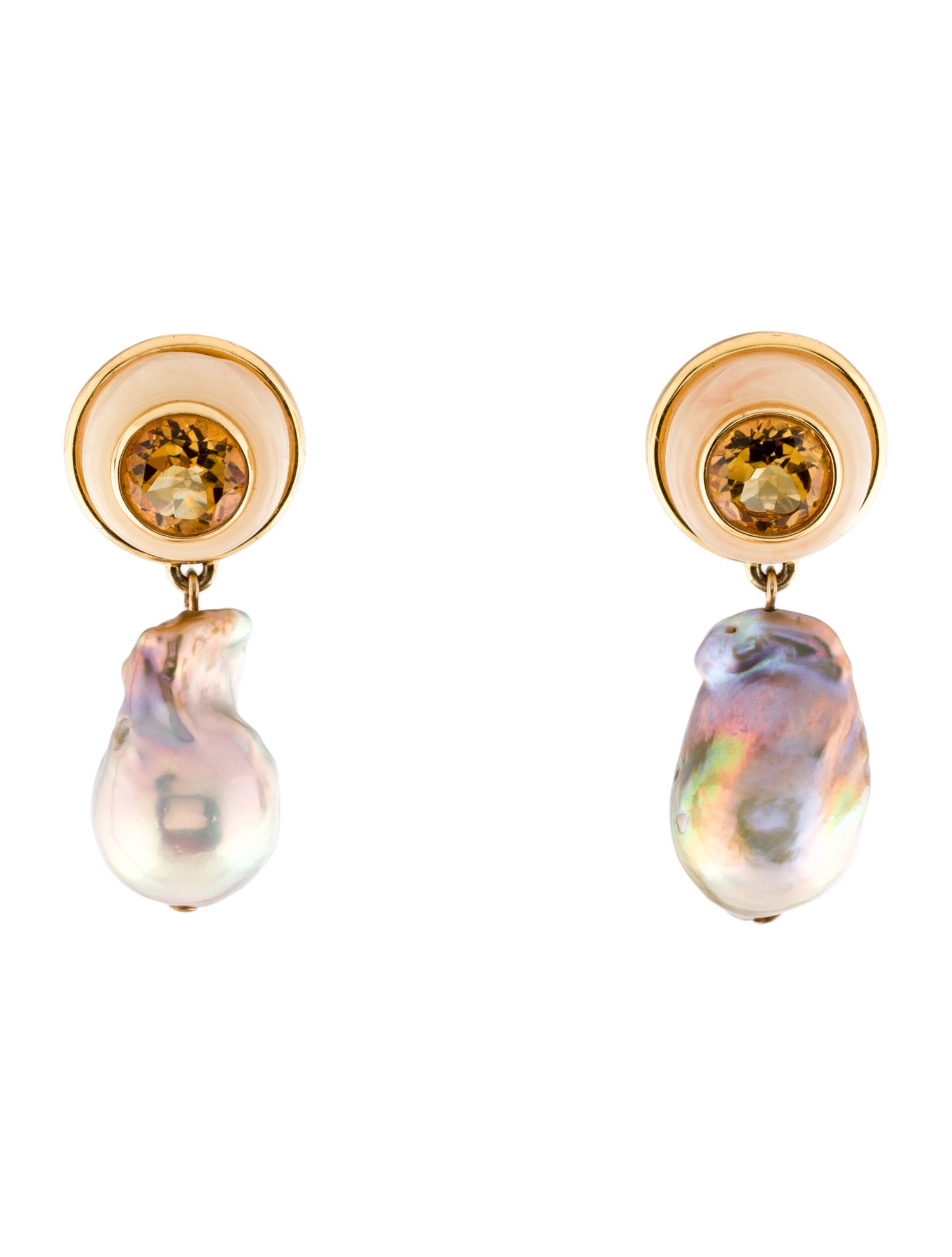 Lizzie Fortunato Pearl & Citrine Drop Earrings