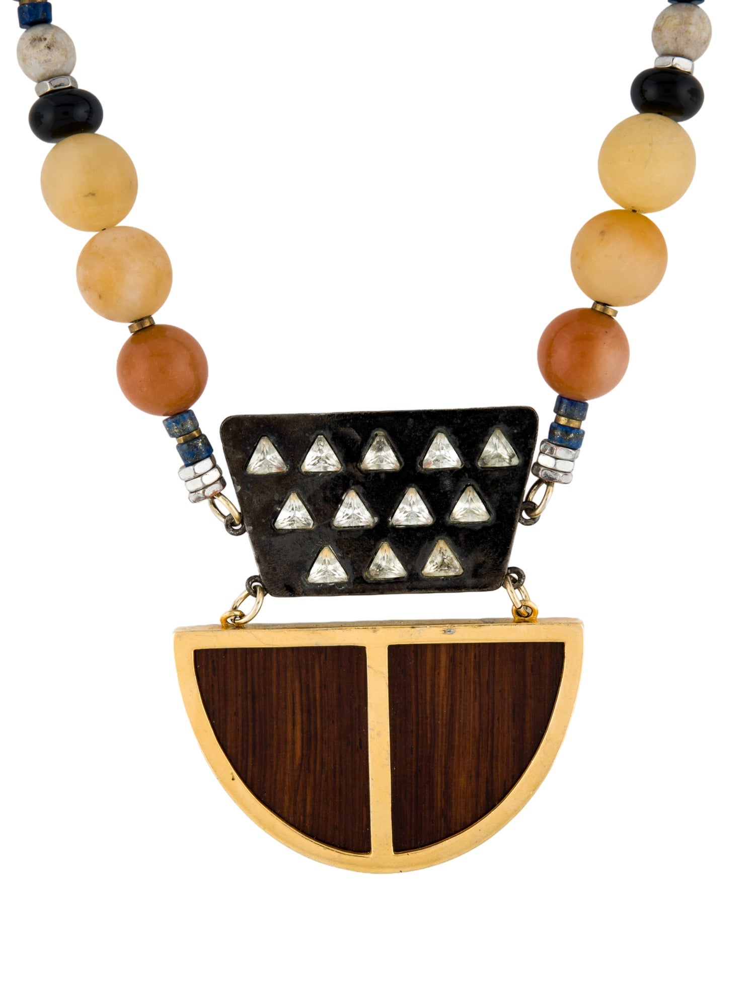 Lizzie Fortunato Wood, Crystal & Multicolor Stone Noble Surfer II Collar Necklace