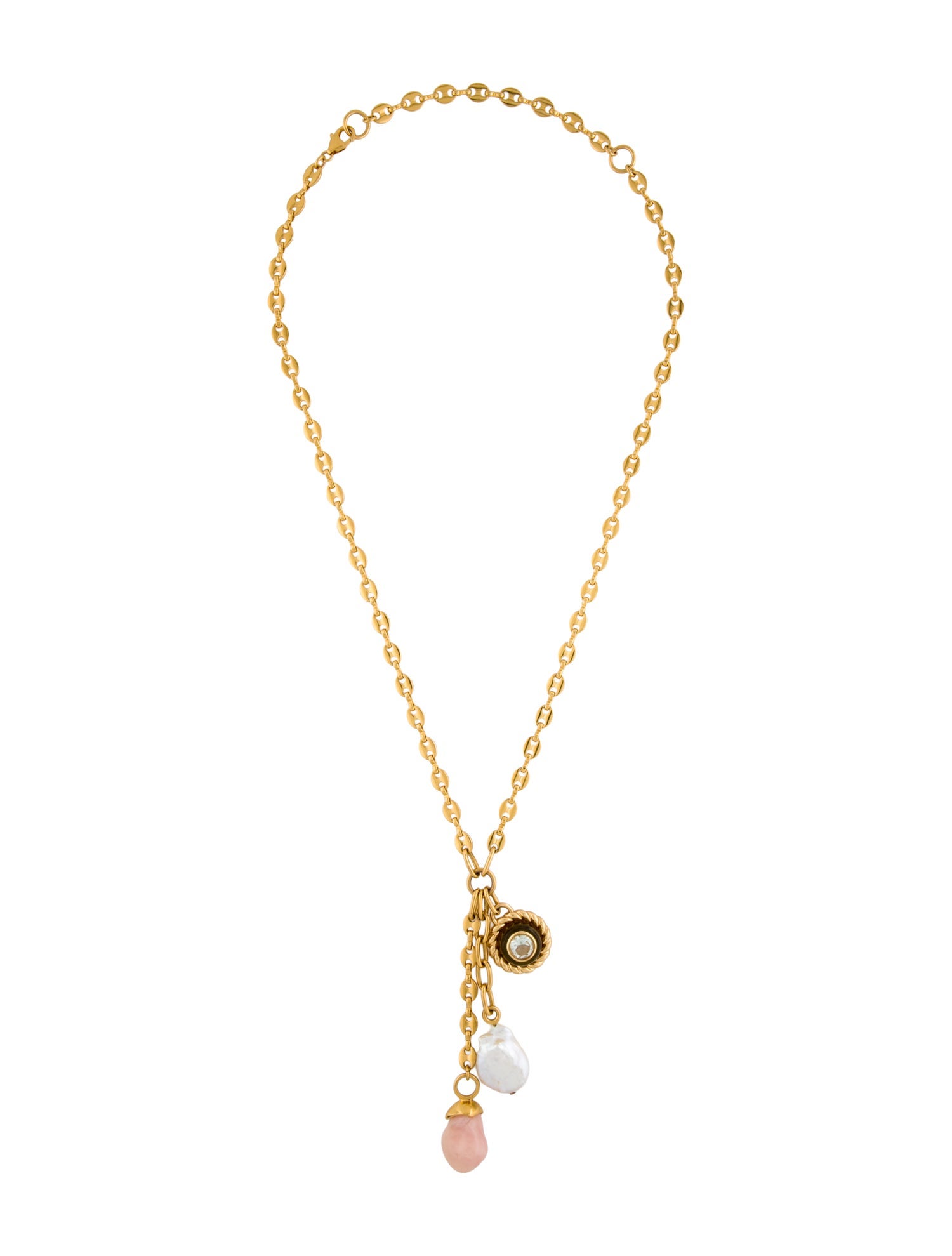 Lizzie Fortunato Pearl, Crystal & Resin Anchor Lariat Necklace