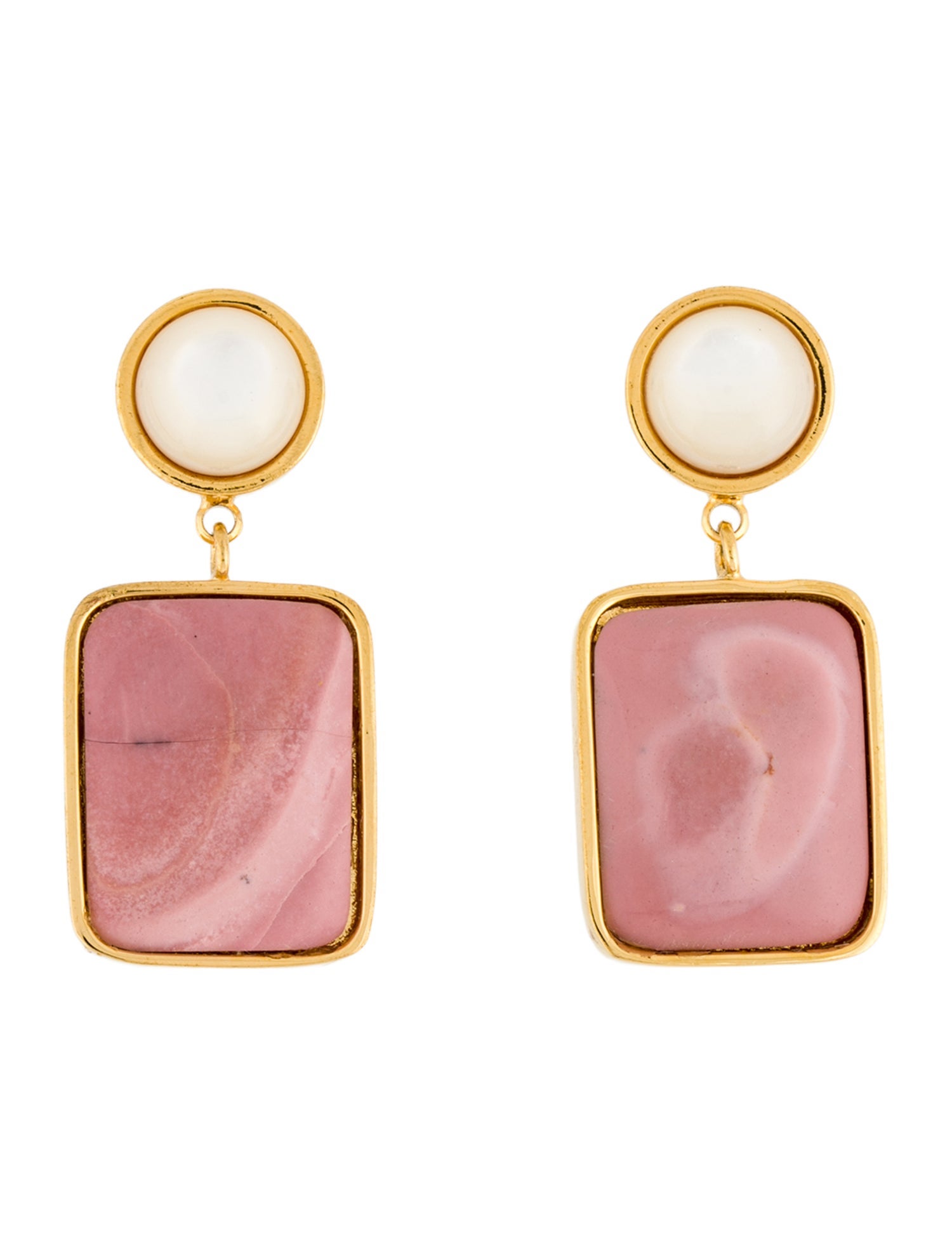 Lizzie Fortunato Mother Of Pearl & Pink Stone Drop Earrings