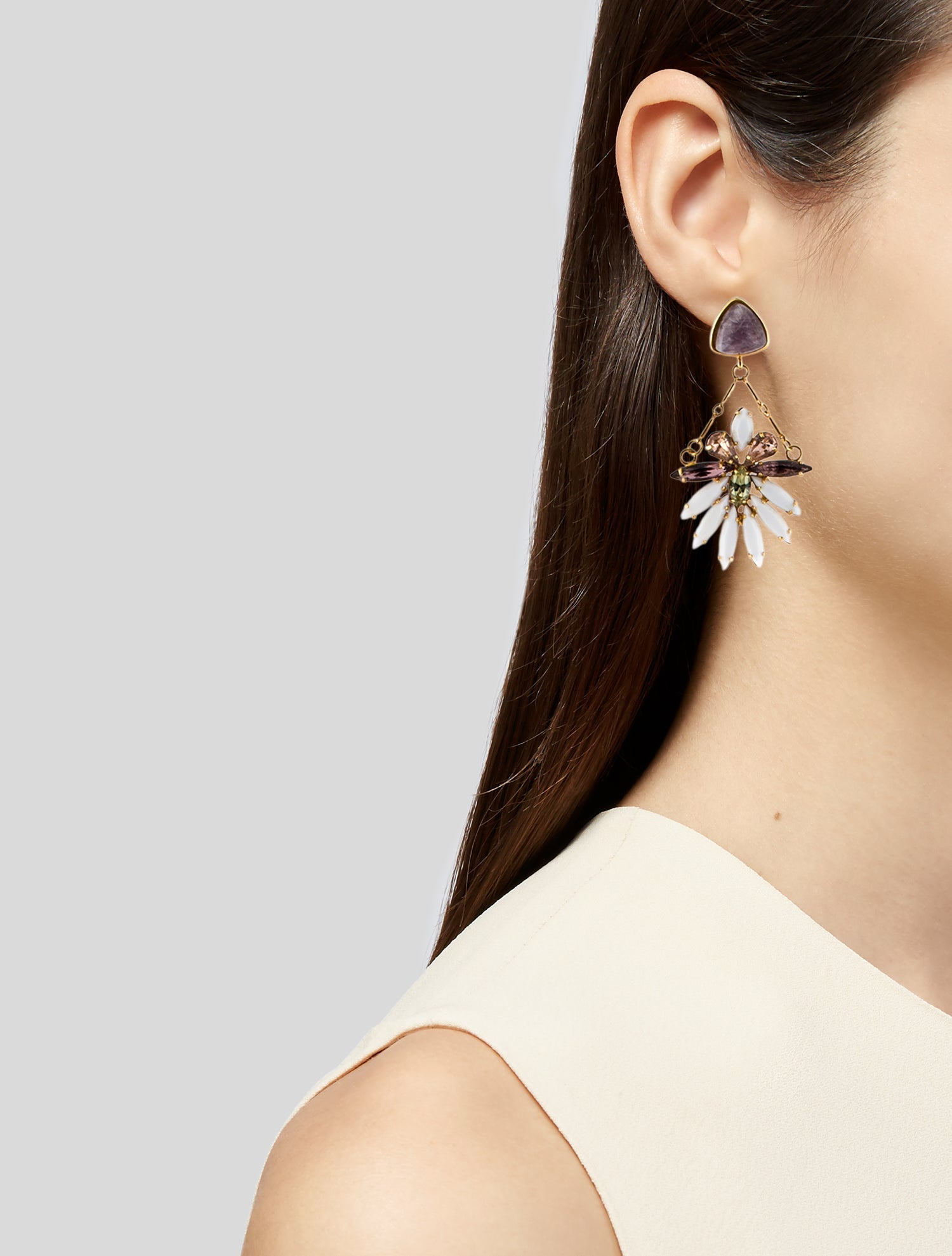 Lizzie Fortunato Crystal & Stone 'Lotus Blossom' Chandelier Earrings