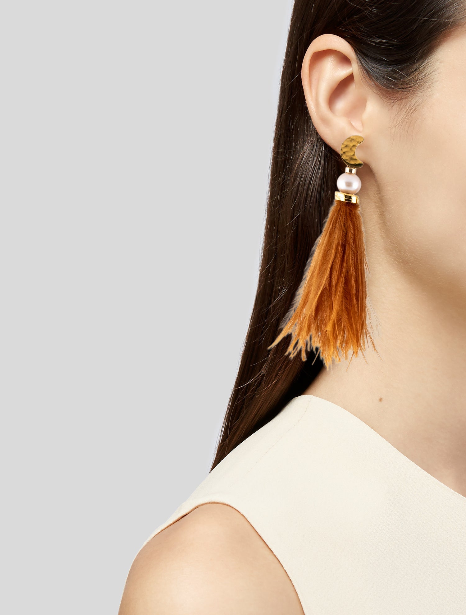 Lizzie Fortunato Pearl & Feather Drop Earrings