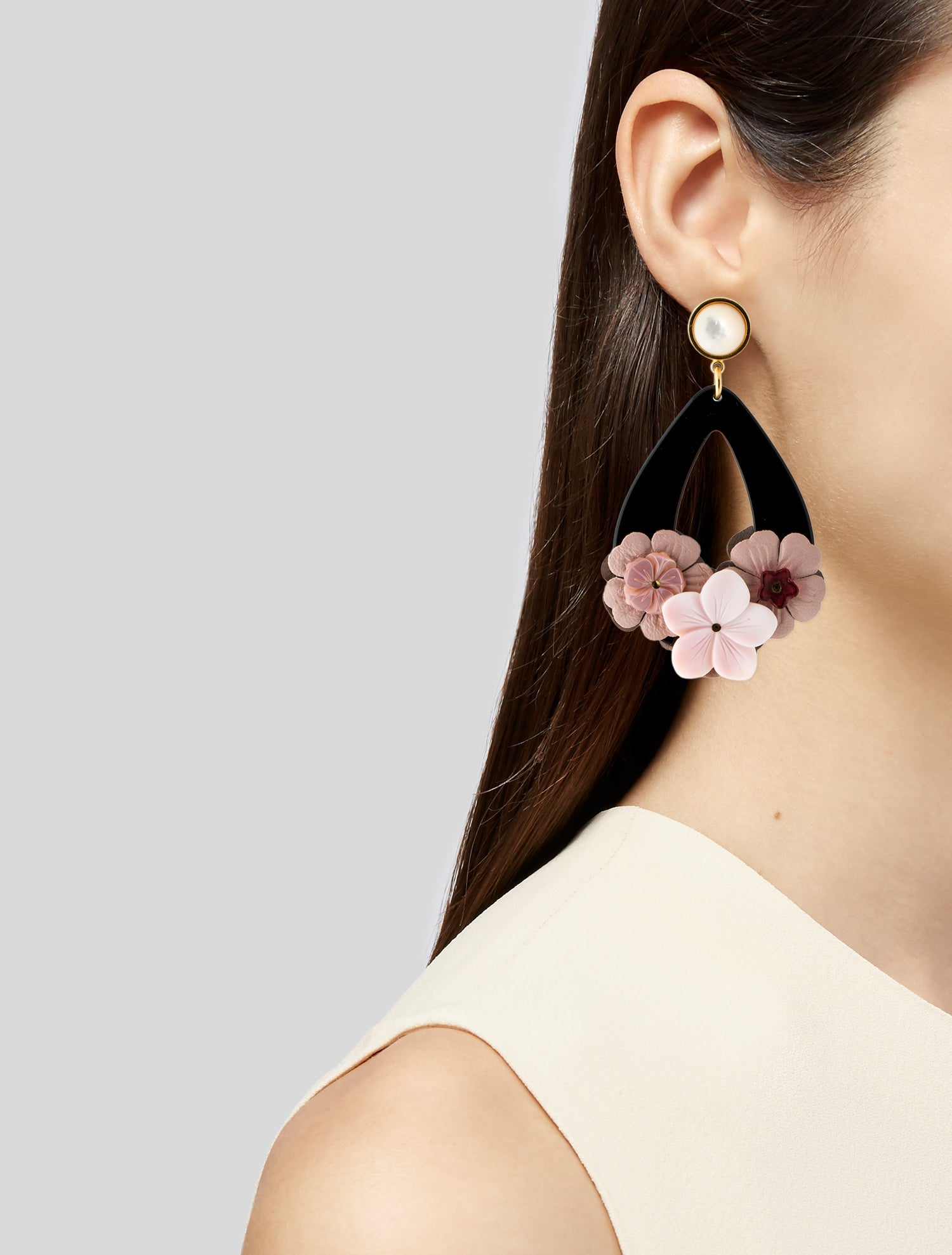 Lizzie Fortunato Leather & Resin Jasmine Teardrop Earrings