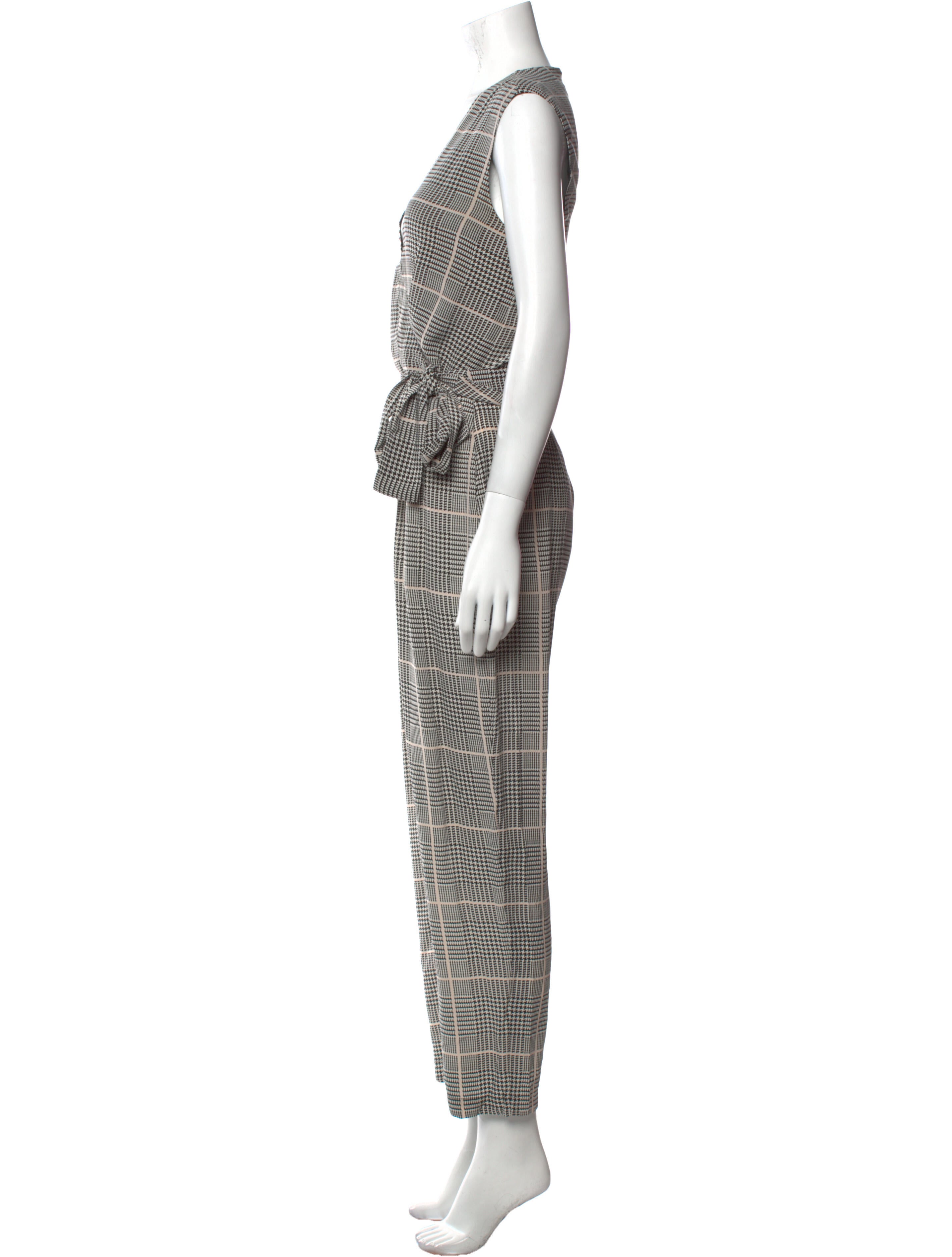 L'Agence Silk Plaid Print Jumpsuit